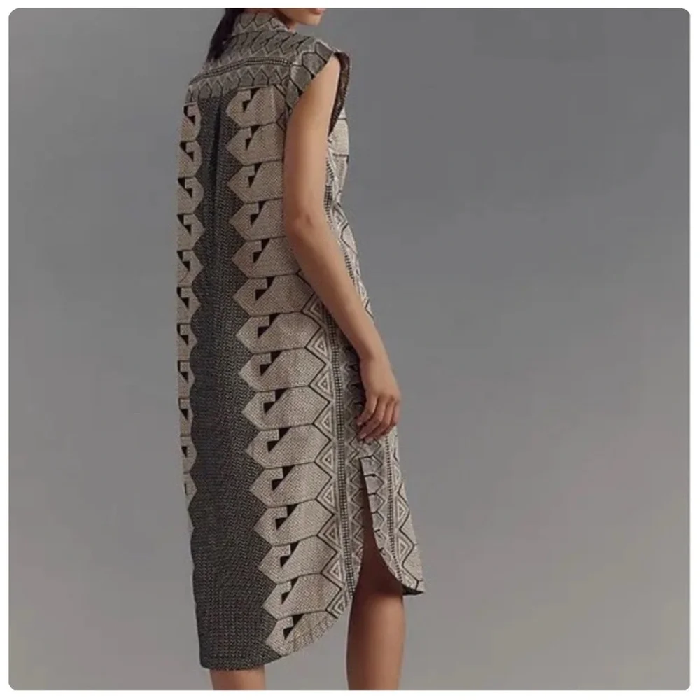 NWT Anthropologie Maeve The Lillian Button-Front Cotton Midi Dress, L - Picture 3 of 13